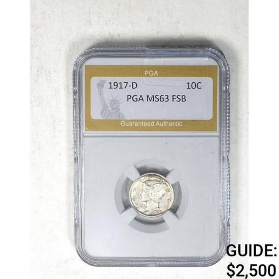 1917-D Mercury Dime PGA MS63 FSB