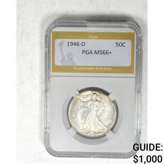 1946-D Walking Liberty Half Dollar PGA MS66+