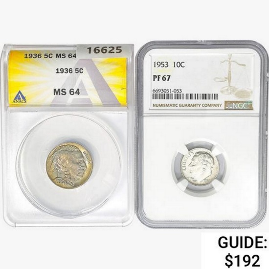 1936&1953 [2]  ANACS/NGC MS/PF