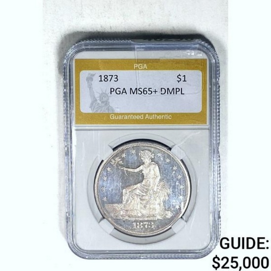 1873 $1 Silver PGA MS65+ DMPL
