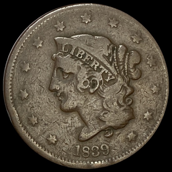 1839 Liberty Head Large Cent NICELY CIRCULATED