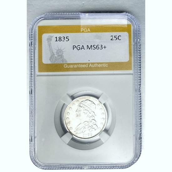 1835 Capped Bust 25C PGA MS63+