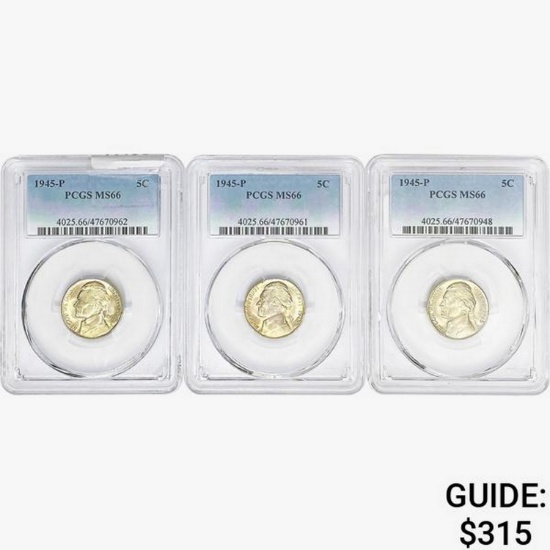 [3] 1945-P Jefferson Nickel PCGS MS66