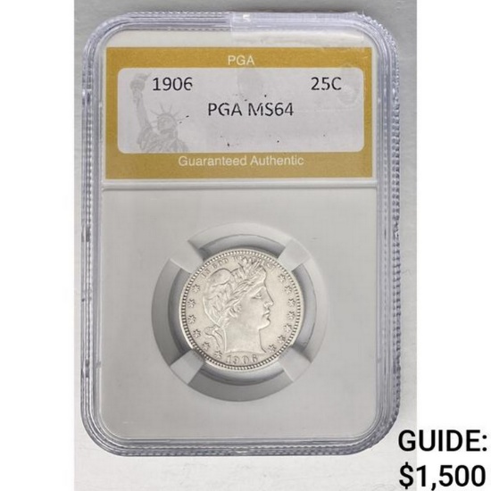 1906 Barber Quarter PGA MS64