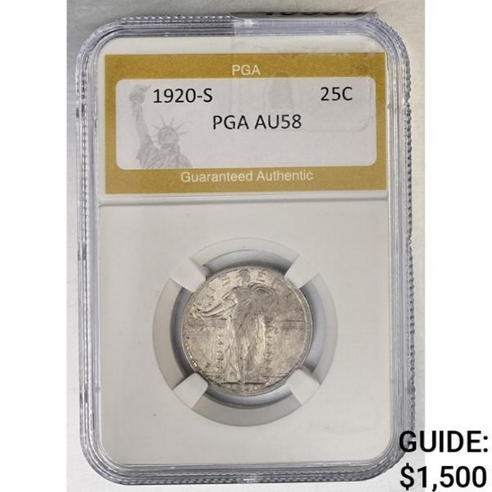 1920-S Standing Liberty 25cPGA AU58