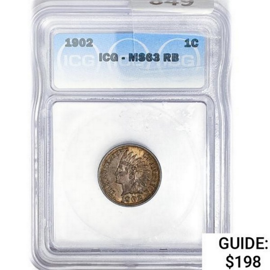 1902 Indian Head Cent ICG MS63 RB