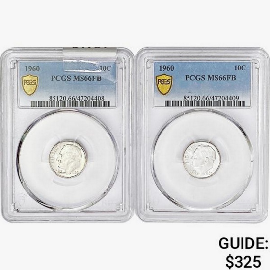 [2]1960 Roosevelt Dime PCGS MS66 FB