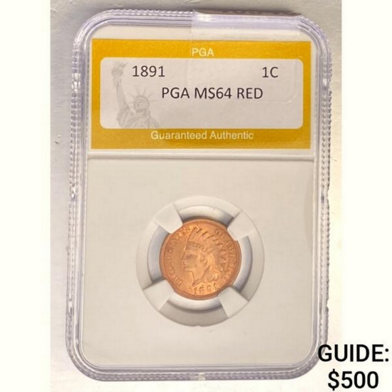 1891 1C Indian Head PGA MS64 RED
