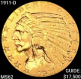 1911-D $5 Gold Half Eagle UNCIRCULATED