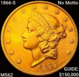 1866-S No Motto $20 Gold Double Eagle UNCIRCULATED