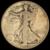 1938-D Silver Half Dollar Walking Liberty LIGHTLY CIRCULATED