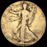 1938-D Silver Half Dollar Walking Liberty LIGHTLY CIRCULATED