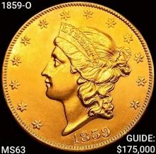 1859-O $20 Gold Double Eagle CHOICE BU