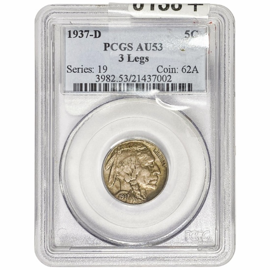 1937-D Buffalo Nickel PCGS AU53 3 Legs