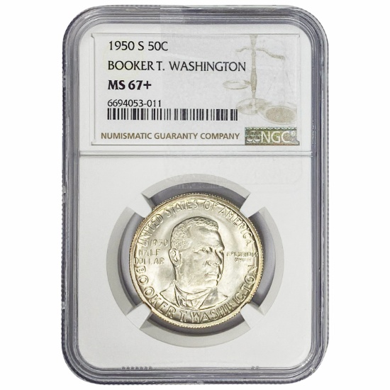 1950-S Booker T Half Dollar NGC MS67+