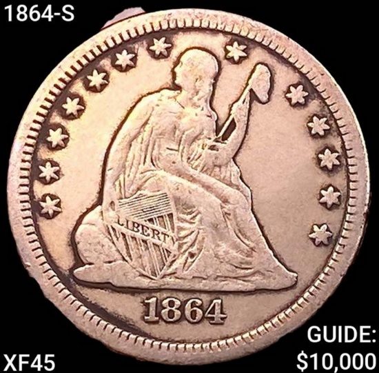 1864-S Seated Liberty Quarter NEARLY UNCIRCULATED