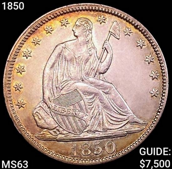 1850 Seated Liberty Half Dollar CHOICE BU