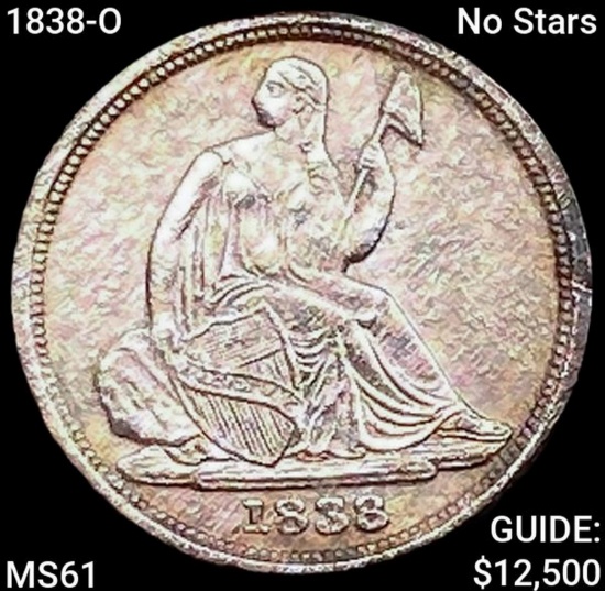 1838-O No Stars Seated Liberty Half Dime UNCIRCULATED