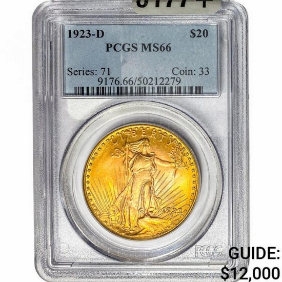 1923-D $20 Gold Double Eagle PCGS MS66