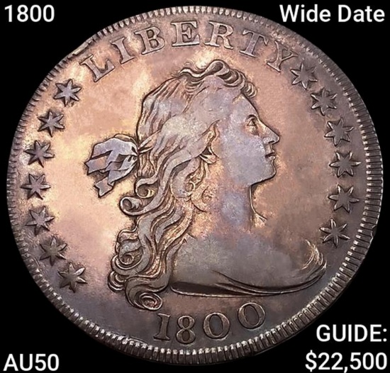 1800 Wide Date Draped Bust Dollar CLOSELY UNCIRCULATED
