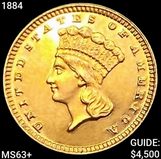 1884 Rare Gold Dollar CHOICE BU+