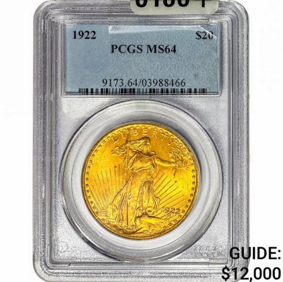 1922 $20 Gold Double Eagle PCGS MS64