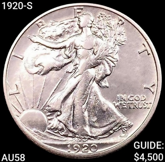 1920-S Walking Liberty Half Dollar CHOICE AU