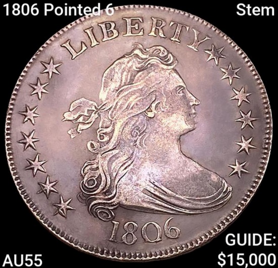 1806 Pointed 6, Stem Draped Bust Half Dollar