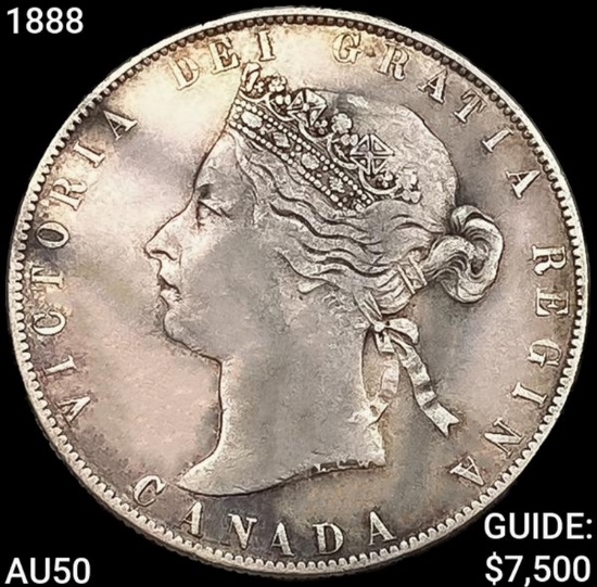 1888 Canadian Silver Half Dollar CLOSELY UNCIRCULATED