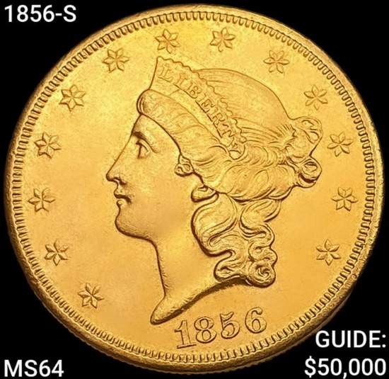 1856-S $20 Gold Double Eagle CHOICE BU