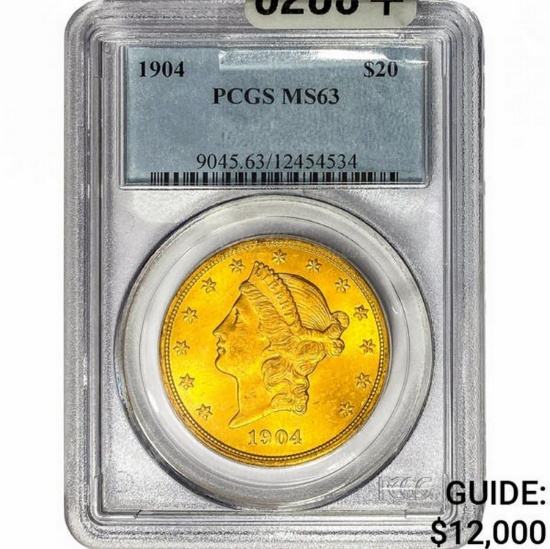1904 $20 Gold Double Eagle PCGS MS63