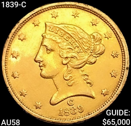 1839-C $5 Gold Half Eagle CHOICE AU