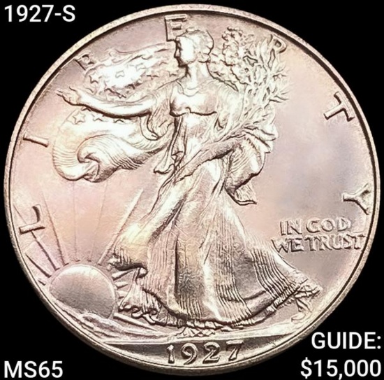 1927-S Walking Liberty Half Dollar GEM BU
