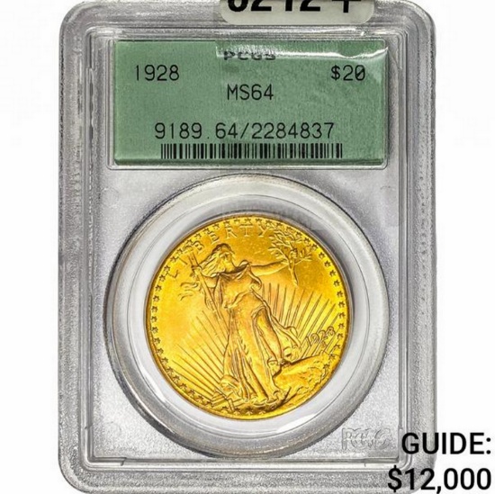 1928 $20 Gold Double Eagle PCGS MS64