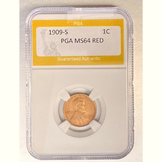 1909-S Lincoln Cent 1C PGA MS64 RED