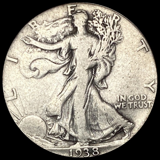 1938-D Silver Half Dollar Walking Liberty LIGHTLY CIRCULATED