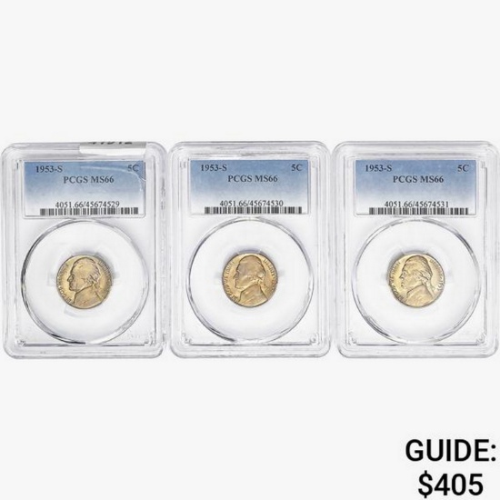 [3]1953-S Jefferson Nickel PCGS MS66