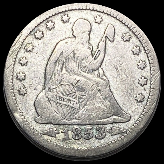 1853 Seated Liberty Quarter (Arrows & Rays) LIGHTLY CIRCULATED