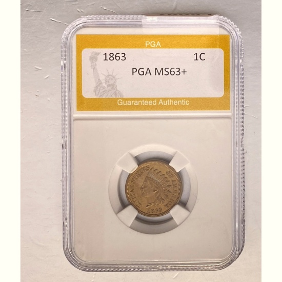 1863 1C Indian Head PGA MS63+
