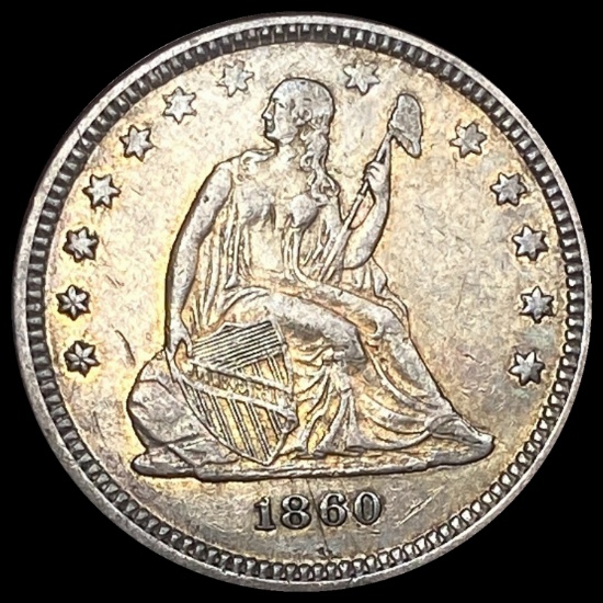 1860-O Seated Liberty Quarter CLOSELY UNCIRCULATED