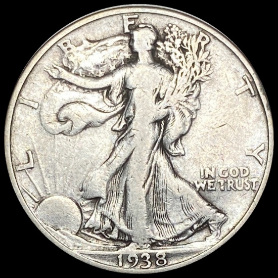 1938-D Silver Half Dollar Walking Liberty LIGHTLY CIRCULATED