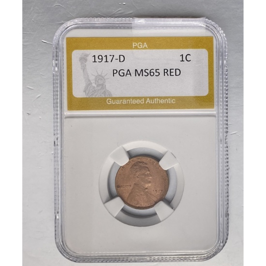 1917-D 1C Lincoln Cent PGA MS65 RED