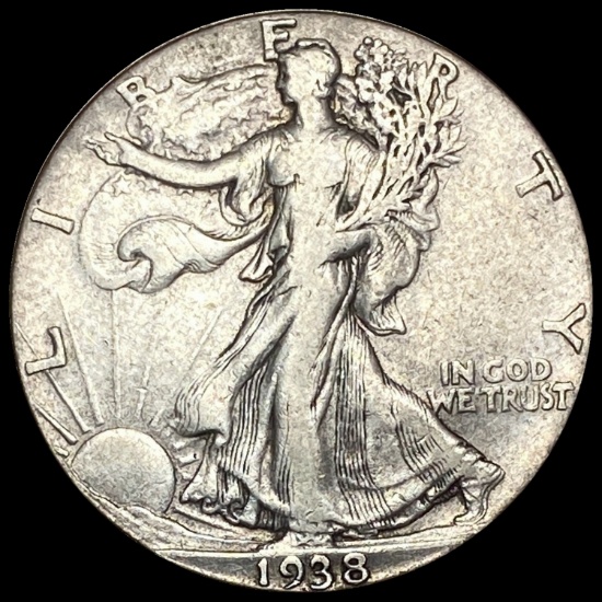 1938-D Silver Half Dollar Walking Liberty LIGHTLY CIRCULATED