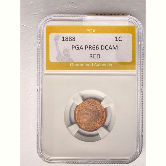 1888 1C Indian Head Cent PGA PR66 DCAM RED