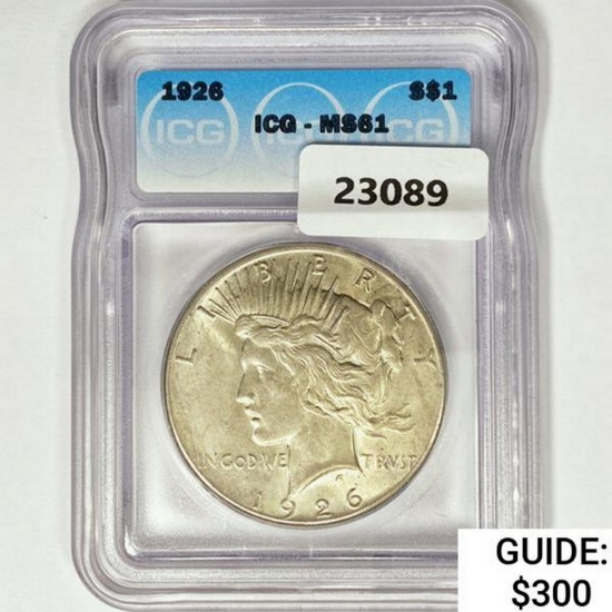 1926 Silver Peace Dollar ICG MS61