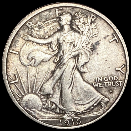 1916-D Silver Walking Liberty Half Dollar ABOUT UNCIRCULATED