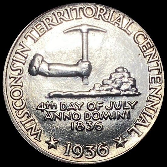 1936 Wisconsin Territorial Centennial Half Dollar GEM BU