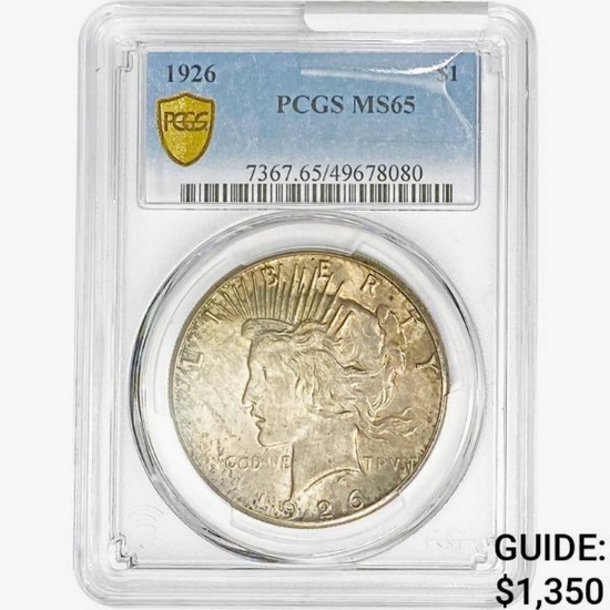 1926 Silver Peace Dollar PCGS MS65