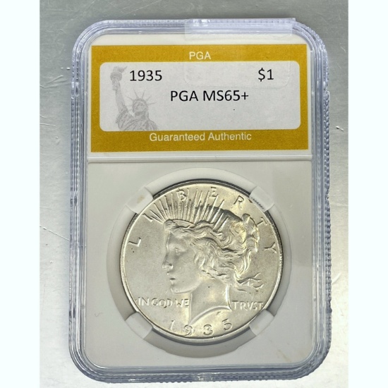 1935 Peace Dollar PGA MS65+ SILVER