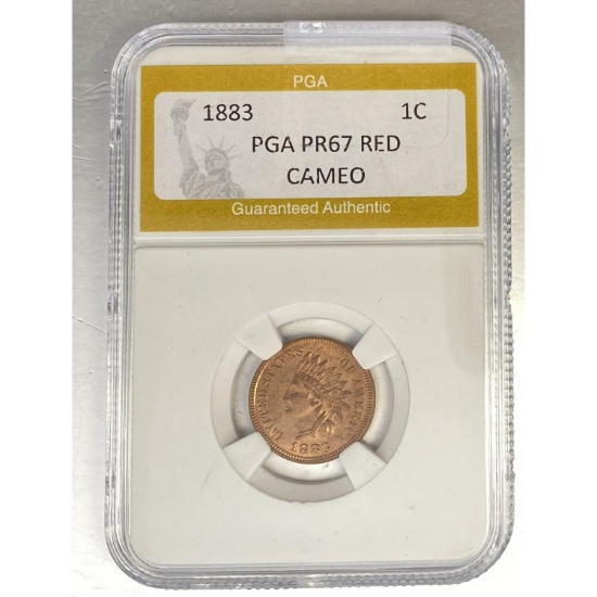 1883 1C Inian Head PGA PR67 RED CAMEO